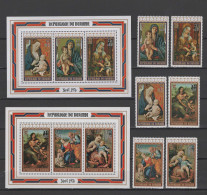 Burundi 1976 Paintings Correggio, Bellini, Da Vinci, Raphael Etc., Christmas Set Of 6 + 2 S/s With Surcharge MNH - Religion