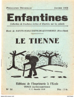 COLLECTION ENFANTINES 1932 - LE TIENNE   -  ECOLE DE STE MARGUERITTE DE QUEYRIERES  - HTES ALPES  - 17X15 - 6-12 Ans