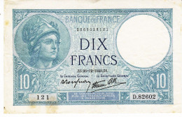 FRANCE - 10 Francs MINERVE Du 26/12/1940 -   121 D.82602  -  N°2065028121 - 10 F 1916-1942 ''Minerve''