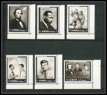 333b - Ajman MNH ** Mi N° 289 / 294 A Year Of Human Righrs Kennedy Martin Luther King Abraham Lincoln Coin De Feuille - Adschman