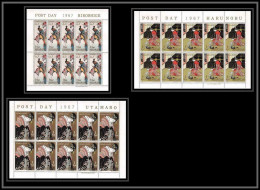 526c Sharjah MNH ** N° 350 / 352 A Feuilles (sheets) Tableau (tableaux Japanese Paintings) Hiroshige Utamaro Harunobu - Sharjah