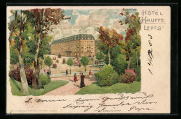 Lithographie Leipzig, Hotel Hauffe Vom Park Gesehen  - Leipzig