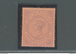 1892 Ceylon, Stanley Gibbons N. 249, 2r.50 Purple Red, MH* - Otros & Sin Clasificación