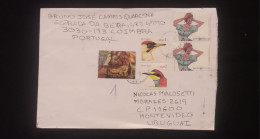 C) 2004. PORTUGAL. ENVELOPE SENT TO URUGUAY. MULTIPLE STAMPS OF BIRDS AND HEROES AND COMICS. XF - Otros & Sin Clasificación