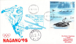 The Olympic Team From Finland Flying To The Olympic Games In Nagano 1998 W/ Finnair Posted Helsinki 30.1.1998. Postal We - Invierno 1998: Nagano