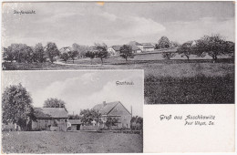 Auschkowitz Burkau Oberlausitz Wučkecy Porchow 2 Bild Gasthaus Und Panorama 1914 - Burkau