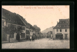 AK Freyburg A. U., Blick In Die Steinstrasse Mit Geschäft Von Paul Kirchberg  - Freyburg A. D. Unstrut