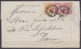 L. Affr. N°28 + Paire N°38 Càd "BRUXELLES 5/18 AOUT 1884" Pour PARIS (au Dos: Càd Arrivée PARIS) - 1869-1888 Lion Couché
