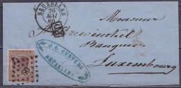 LSC (sans Contenu) Affr. N°19 Lpts "60" Càd BRUXELLES /26 MAI 1866 Pour Banquier à Luxembourg - [PD] (au Dos: Càd Passag - 1865-1866 Profile Left