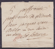 L. Datée 20 Juin 1766 De YPRES Pour LOKEREN - Griffe Rouge "YPRES" - Port "5" - 1714-1794 (Paises Bajos Austriacos)