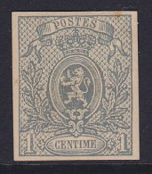 Belgique - N°22 * 1c Gris Petit Lion Non Dentelé 1866 Bien Margé, Signé W. Balasse - 1866-1867 Kleine Leeuw