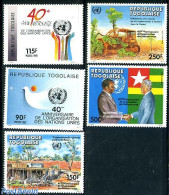 Togo 1985 40 Years UNO 5v, Mint NH, History - United Nations - Art - Bridges And Tunnels - Bruggen