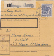 Paketkarte 1947: Obersteinhausen über Post Hengersberg Nach Haar, Anstalt - Cartas & Documentos