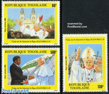 Togo 1985 Pope Visit 3v, Mint NH, Religion - Transport - Pope - Aircraft & Aviation - Popes