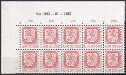 FINNLAND 1975 Mi-Nr. 760 ** MNH Eckrand 10erBlock - Unused Stamps
