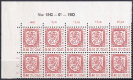 FINNLAND 1975 Mi-Nr. 760 ** MNH Eckrand 10erBlock - Ungebraucht