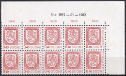 FINNLAND 1975 Mi-Nr. 760 ** MNH Eckrand 10erBlock - Nuevos