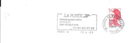 Lettre Entière Flamme 1989 Paris Brune - Maschinenstempel (Werbestempel)