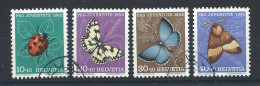 Suisse N°527/30 Obl (FU) 1952 - Insectes Et Papillons - Oblitérés