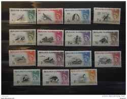 Falkland Islands 1960-1966 Oiseaux Vogels Birds Elisabeth II Yv 122-136 Mi 123-137 MNH ** - Falkland