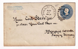 Postal Stationery 1885 Philadelphia Henry Trottmann Coppersmith Pennsylvania USA Germany Carl Beer Meerane Sachsen - ...-1900