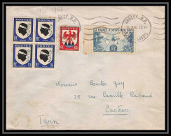 2690 France N°759 CORSE Bloc 4 ANNECY 14/10/1946 Lettre (cover) Pour Castres Mercure Affranchissement Composé Mixte  - 1941-66 Coat Of Arms And Heraldry
