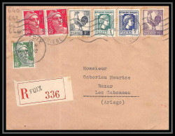 2460 France N°645/6 .Mariane D'Alger + Coq Et Gandon Affranchissement Composé Mixte 36f Foix 1946 Lettre (cover) - 1944 Marianne Van Algerije