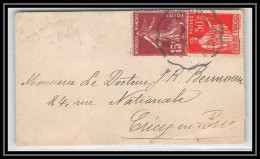 1558 Lettre (cover) N°189 Semeuse Convoyeur CRECY ESBLY  - Spoorwegpost