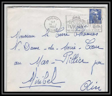 5283 N°886 Marianne De Gandon 1952 ALLIER VICHY Pour L'Abbé Thomas Miribel Ain Lettre (cover) - 1945-54 Marianne Of Gandon