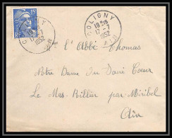 5270 N°886 Marianne De Gandon 1952 Ain COLIGNY Pour L'Abbé Thomas Miribel Ain Lettre (cover) - 1945-54 Marianne De Gandon