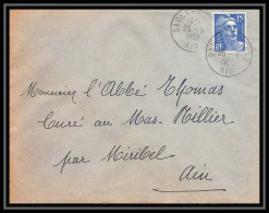 5242 N°886 Marianne De Gandon 1952 Ain SAULT Pour L'Abbé Thomas Miribel Ain Lettre (cover) - 1945-54 Marianne (Gandon)