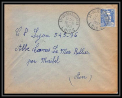 5084 N°886 Marianne De Gandon 1951 Loire ST JULIEN EN JAREZ Pour L'Abbé Thomas Miribel Ain Lettre (cover) - 1945-54 Marianne De Gandon