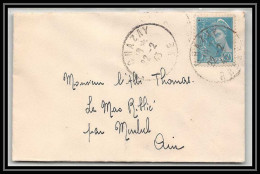 6263/ France Lettre (cover) N°538 Mercure 1943 Chazay-d'Azergues Rhone Pour Miribel AIN (abbé Thomas) - 1938-42 Mercure