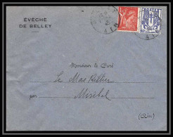 6230/ France Lettre (cover) Iris + Chaines Brisés 1945 Belley Pour Miribel AIN (abbé Thomas) - 1941-42 Pétain