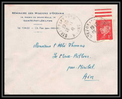 5743 Petain N° 514 1941 Rhône SAinTE FOY BORD DE FEUILLE Pour L'Abbé Thomas Miribel Ain Lettre (cover) - 1941-42 Pétain