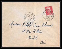 5461 N°813 Marianne De Gandon 1949 Rhône Chambost-Allières Pour L'Abbé Thomas Miribel Ain Lettre (cover) - Brieven En Documenten