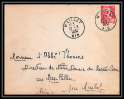 5440 N°813 Marianne De Gandon 1951 Ain MAILLAT Pour L'Abbé Thomas Miribel Ain Lettre (cover) - 1945-54 Marianne De Gandon