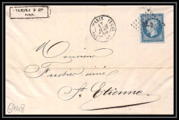 6948 LAC 1859 LP2a Convoyeur LIMOGES PARIS N 14 Napoleon 20c TB St Etienne Loire Fustier France Lettre  - Spoorwegpost