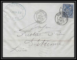 8551 LAC Entete Guerin 1880 N 90a 15c Bleu Sur Bleu Tb Type Sage Lyon Rhone St Etienne Loire France Lettre Cover - 1877-1920: Période Semi Moderne