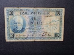 ISLANDE * : 10  KRÓNUR   L.15.4.1928    P 28a   Signature 2      B à B+ - IJsland