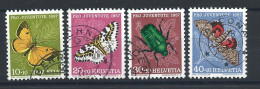 Suisse N°598/601 Obl (FU) 1957 - Insectes Et Papillons - Used Stamps