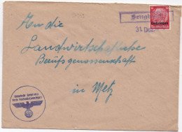 37359# HINDENBURG LOTHRINGEN LETTRE Obl SENGBUSCH 22 Octobre 1941 SEINGBOUSE MOSELLE METZ - Covers & Documents