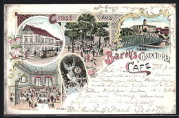 Lithographie Giebichenstein, Barth`s Conditorei & Café, Burg, Restaurant Zimmer  - Burg