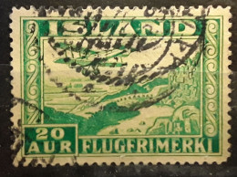 ISLAND ISLANDE 1934 Airmail Poste Aérienne Flugfrimerki, Yvert 16, 20 O Vert Jaune Obl TB - Poste Aérienne