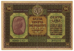 100 LIRE CASSA VENETA DEI PRESTITI OCCUPAZIONE AUSTRIACA 02/01/1918 BB - Besetzung Venezia