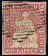 SUISSE - Z 24A  - 15 RAPPEN ROSE HELVETIA ASSISE - Usados