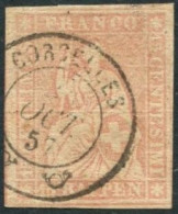 SUISSE - Z 24G  - 15 RAPPEN ROSE HELVETIA ASSISE - Oblitérés