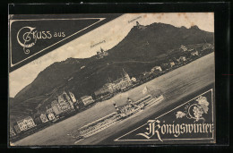 AK Königswinter, Drachenburg Und Drachenfels Mit Dampfer  - Königswinter