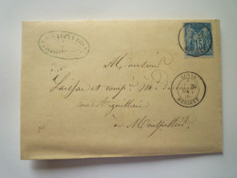 2024 - 2060  Lettre De 1880  Au Départ De LUNAS  à Destination De MONTPELLIER   XXX - 1876-1898 Sage (Type II)