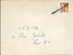 FRANCE LETTRE 12c OBLITERATION MARQUE LINEAIRE NANTES A PARIS  LETTRE COVER - 1961-....